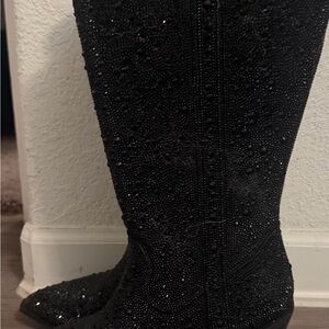 Elegant Black Beaded Women's Boots